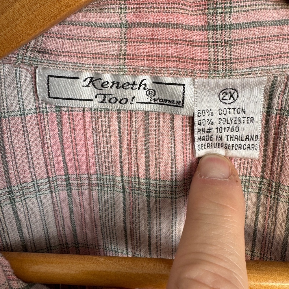 Keneth Too Women's 2X Crepe Button Up Collared‎ Camp Shirt Short Sleeve Resort - Picture 4 of 12